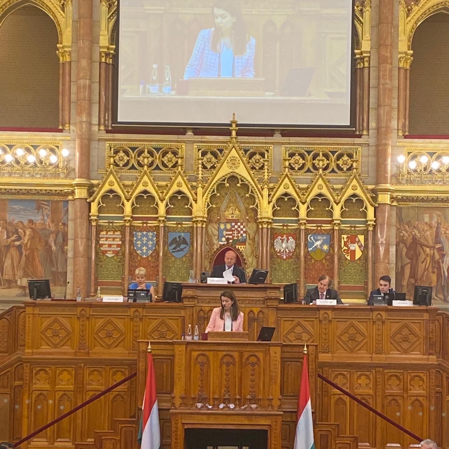 Speaking at the Hungarian Parliament about human trafficking